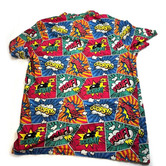 COMIC BOOK PATTERN PRINT DESIGN T-SHIRT BLACKJACK SIZE L - Picture 3 of 6